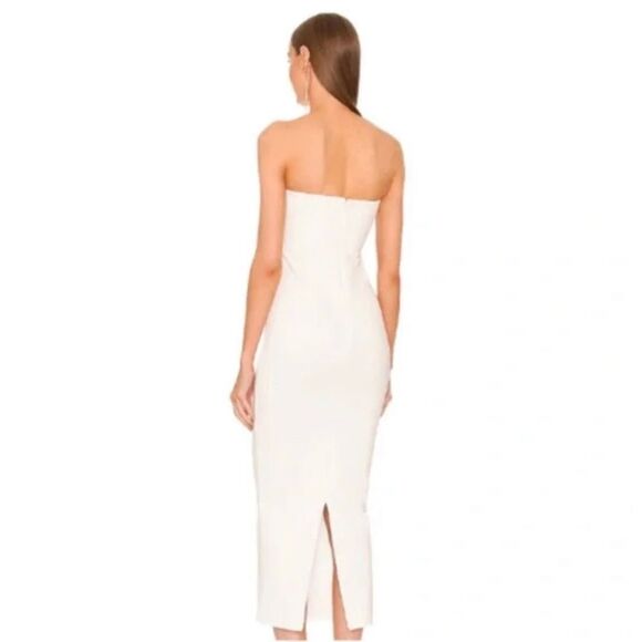 Michael Costello x REVOLVE Erin Midi Dress in White Strapless Cutout Jersey M - Picture 2 of 14
